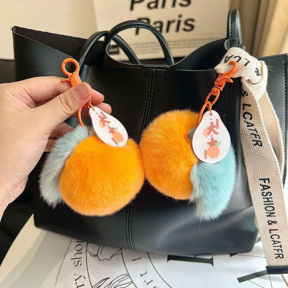 Plushies Orange Keychain Plush Fruit Orange Plush Pendant Fruit Ornaments Plush Keychain Women