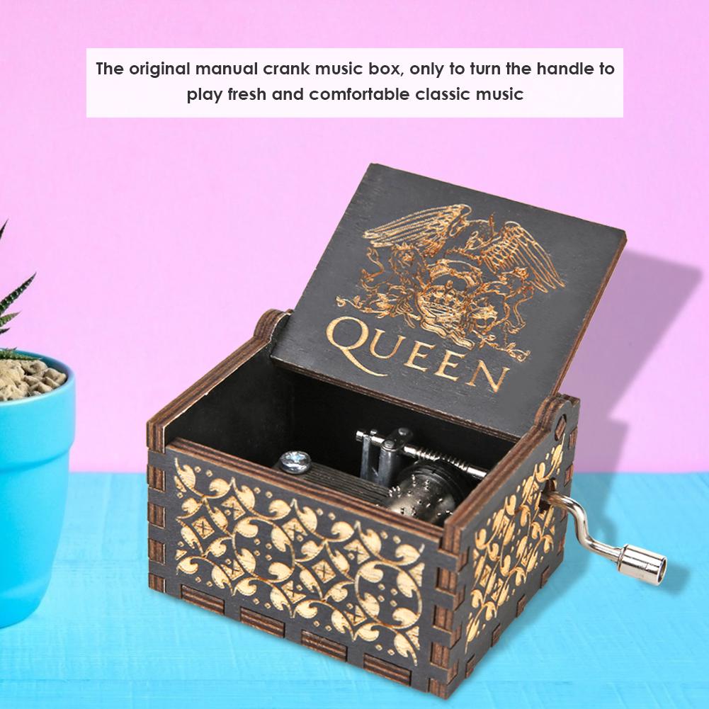 Antique Clockwork Music Box with Melody Beautiful Carved Musical Gadget Home Decoration Christmas Birthday Gift for Boys Girls