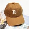Baseball caps men and women ins Internet celebrities retro green P letter soft top cap spring and summer washing casual visor hat
