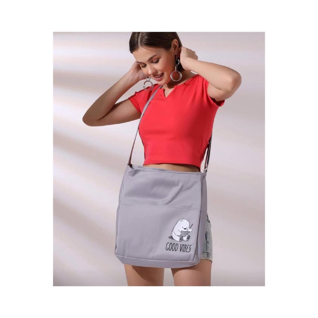 Сумка из набивного полотна с двумя карманами на молнии 1-го класса с регулируемым плечевым ремнем цвета мяты