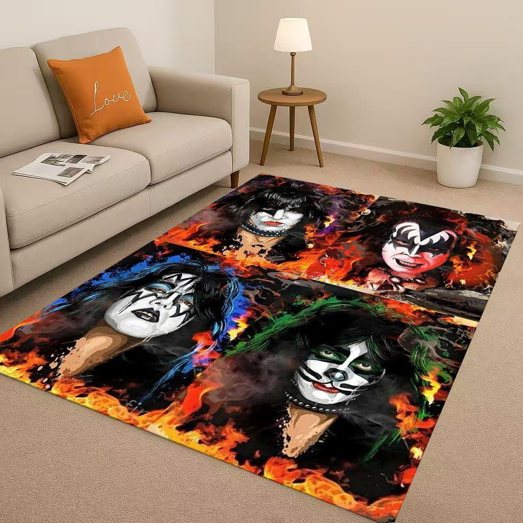 HD Kiss Rock Хэви-метал группа Джин Симмонс Гостиная Нескользящий Ковер для Спальни Игровой Комнаты Дивана, Домашний Декор Прикроватный Коврик