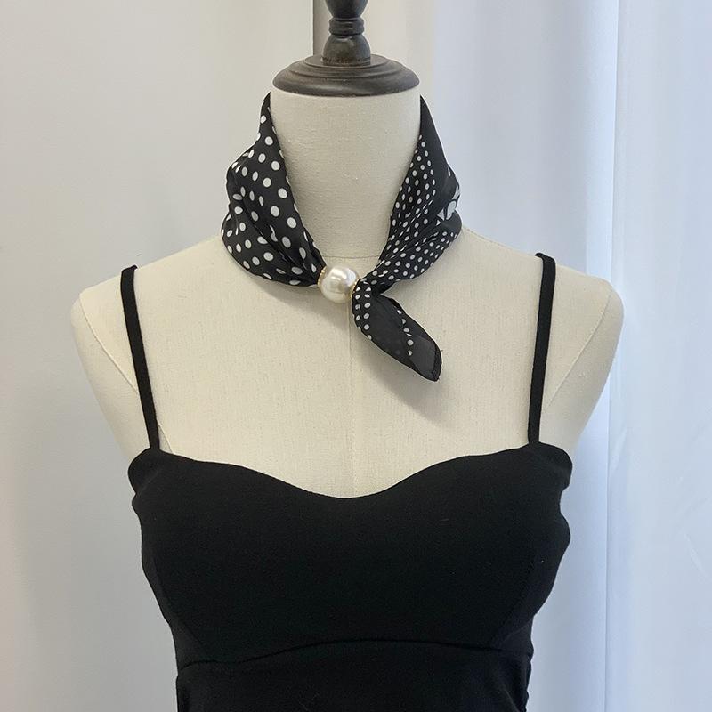 Шелковый шарф новое жемчужное ожерелье весенне-летний тонкий магнитная застежка ленивый шелковый шарф женский шарф-подвеска цепочка на ключицу