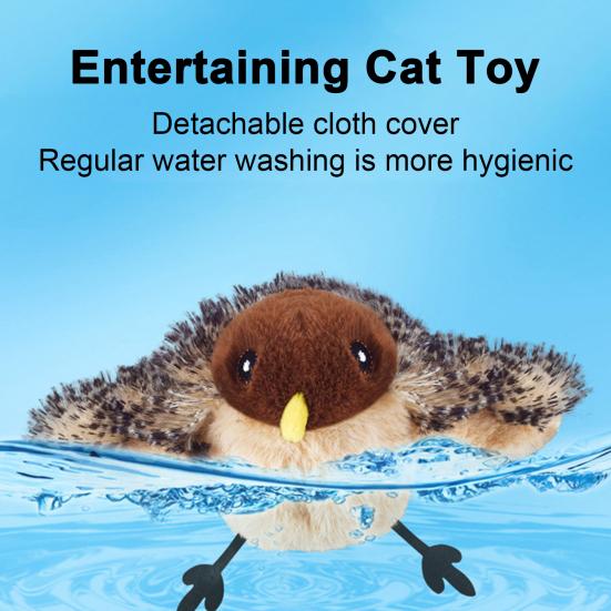 Flapping Bird Cat Toy Rechargeable Interactive Plush Bird with Remote Control Automatic Flapping And Chirping Cat Toy with Catnip for Indoor Cats