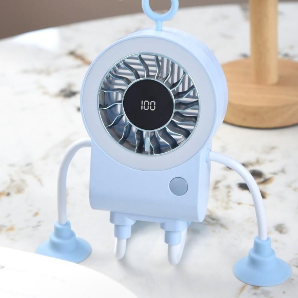 Quiet Operation Robot Suction Cup Fan Flexible Bendable Desk Fan Ice-Cooling Fan Daily Use