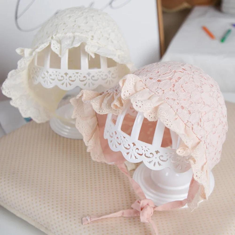 Flower Lace Baby Cap Lace Princess Hat with Large Brim Cute Lace Baby Princess Hat