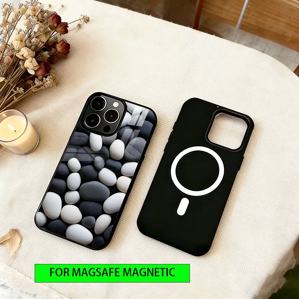 Минималистичный каменный чехол для телефона для iPhone 17, 16, 15, 14, 13, 12, 11 Plus, Pro, магнитный для Magsafe, беспроводная зарядка