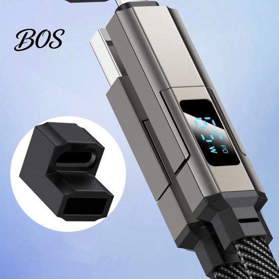 Зарядное устройство USB-A на USB-C 65 Вт 4 в 1, кабель-брелок, быстрая зарядка, кабель для передачи данных, светодиодный дисплей, 8-контактный/Type-C/USB-A/USB-C, портативный брелок