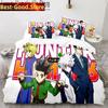 3D Комплект постельного белья с принтом Hunter X Hunter Пододеяльник Наволочка Комплект постельного белья Постельное белье Простыня Покрывало Полный Двуспальный Кинг-сайз