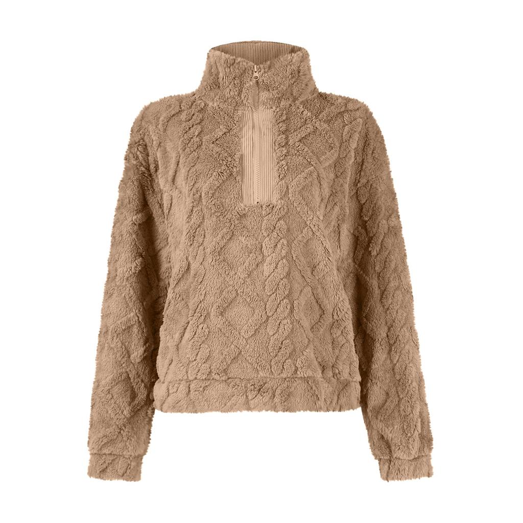 Свободный женский и зимний свитер свободного покроя с круглым вырезом и однотонной толстовкой