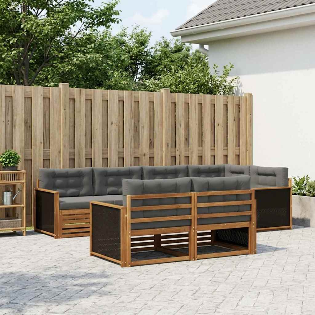 Outdoor Sofa Set with Cushions 7 pcs Natural and Anthracite