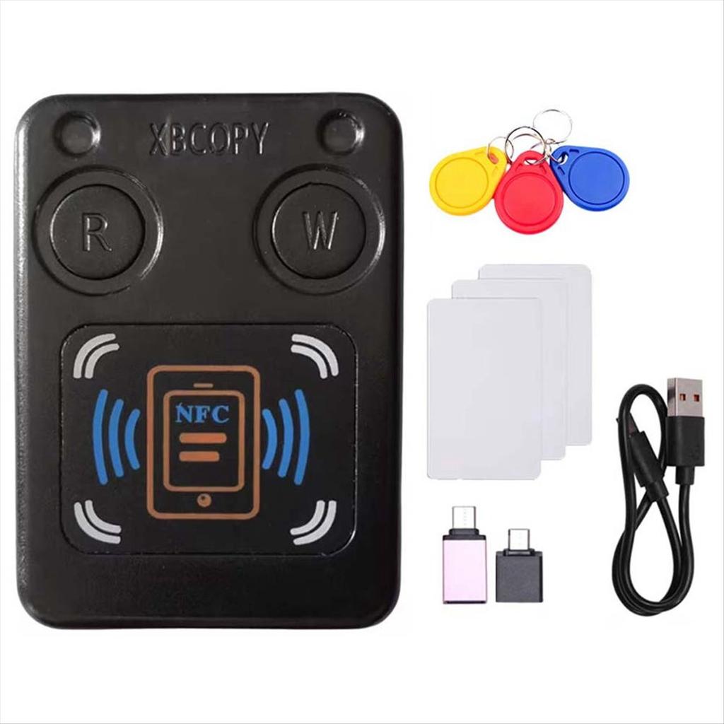 Считыватель-копировщик смарт-чип-карт NFC RFID + 3x Брелок UID / Карта CUID IC 13.56M ID 125K 250K 375K RFID-токен Клон Дубликатор