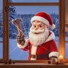Non Adhesive Window Clings Christmas Santa Claus Static Glass Sticker, Removable Reusable PVC Party Supplies for Living Room Bedroom Holiday