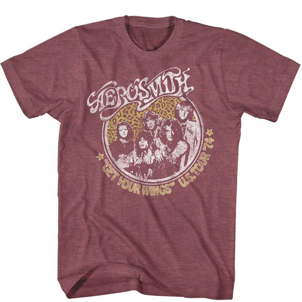 Aerosmith Get Your Wings Vintage Maroon Heather T-Shirt Mens Womens Tees Top