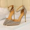 Sexy Women 10cm High Heels Sandals Wedding Scarpins Glitter Bridal Heels Fetish Stiletto Crystal Glitter Bright Pumps Shoes