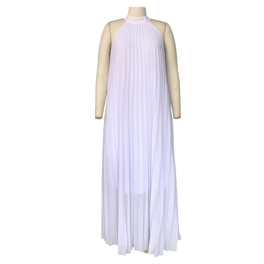 Элегантное плиссированное платье без рукавов для женщин размера плюс с подкладкой