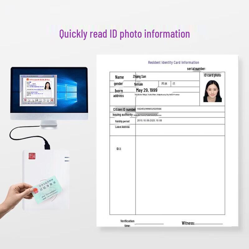 Jinglun IDR210-1 Multi-Generational Portable ID Card Reader CN plug (adapter included)
