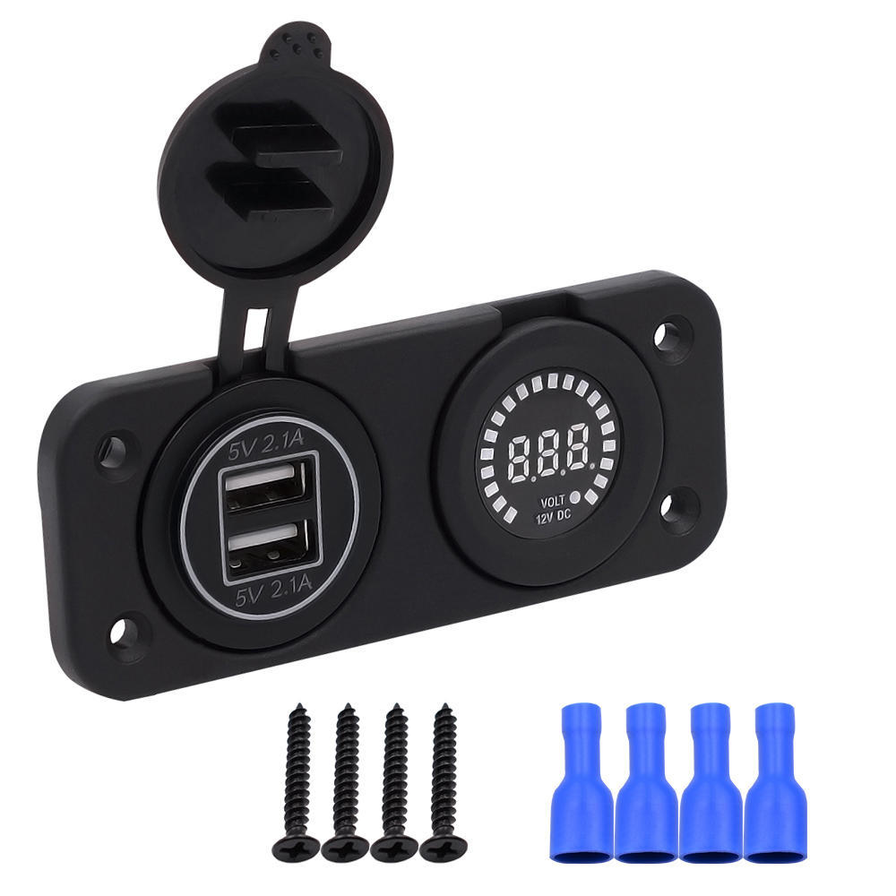 12 В светодиодный Duel Car 2 USB-порта зарядное устройство с вольтметром постоянного тока цифровой автомобиль/мотоцикл/лодка прикуриватель разветвитель гнезда