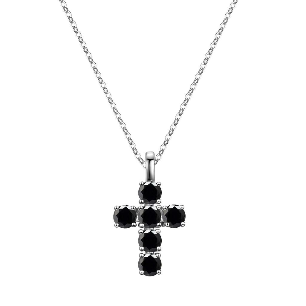 High Quality 3CT VVS GRA Moissanite Pendant Necklaces Anti Tarnish 925 Sterling Silver Colorful Cross Sweater Chain