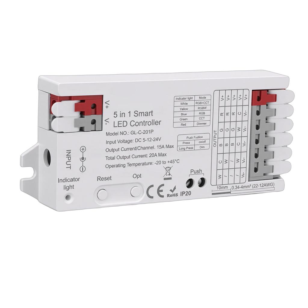 Светодиодный контроллер Поддержка ZigBee3.0 Pro+ 5 в 1 Контроллер светодиодной ленты RGBCCT RGBW RGB CCT Диммер Режим 20А