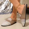 Модная женская обувь 2025 Лето Новая мода Круглый носок Декорация Полушлепки Комфорт Нескользящая Мягкая подошва Уличные Повседневные Сандалии