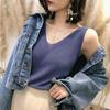 Майка из ледяного шелка, женская одежда, летняя трикотажная одежда без рукавов, корейская версия, свободная короткая майка с v-образным вырезом, модный топ