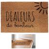 [Q8140] - Brown 'Messages' Straw Doormat (Dealers De Bonheur) - 60x40 Cm