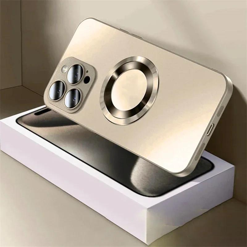 Роскошный магнитный чехол For Magsafe для iPhone 17 16 15 Pro Max 14 13 12 11 Защита камеры Ударопрочный чехол для беспроводной зарядки
