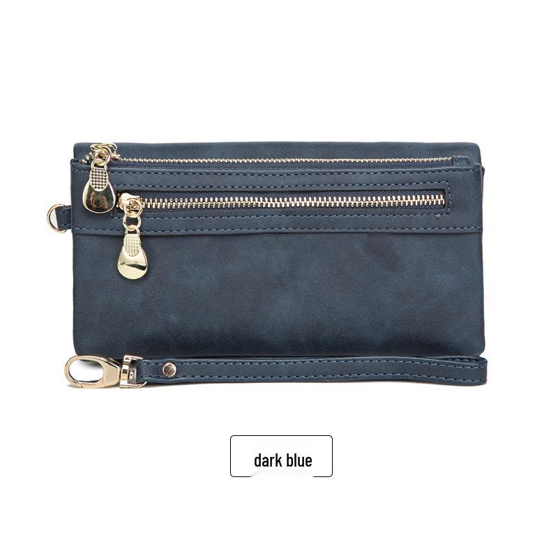 Women's Frosted Retro Long Wallet - Korean Style Multifunctional Clutch and Coin Purse