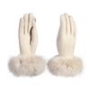 Rabbit Fur Gloves Female Winter Velvet Thicken Warm Mittens Cashmere Full Finger Embroidery Wool Touch Screen Driving Gloves H65