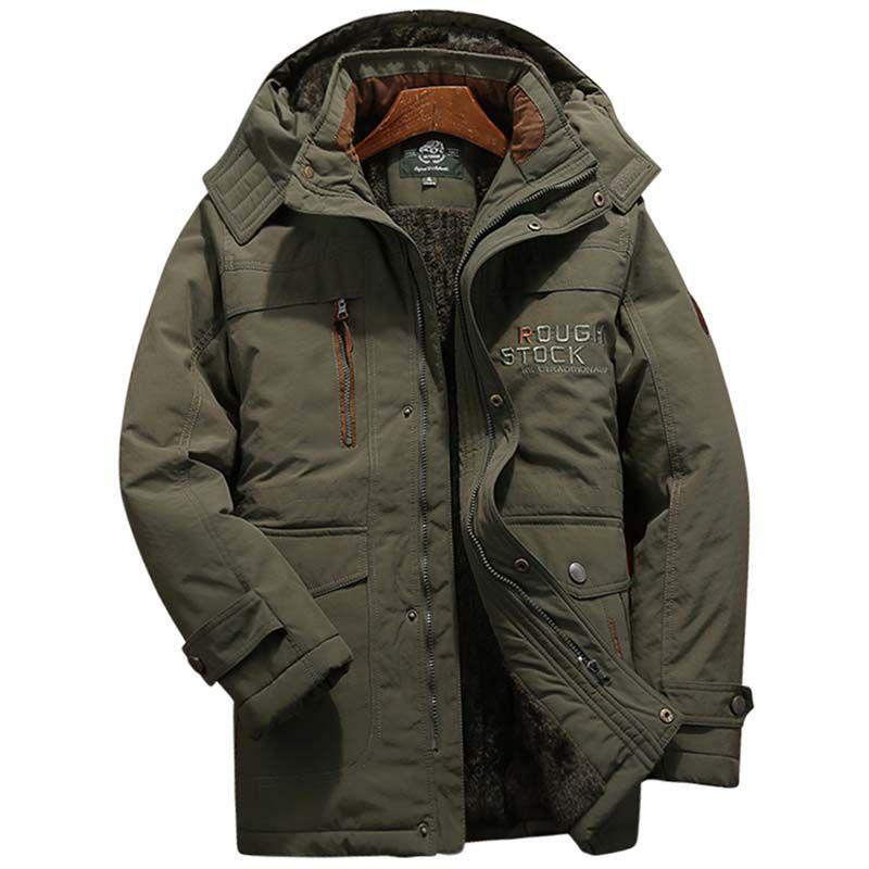 Warm Mens Winter Thick Fur Lined Hooded Jacket Zipper Bomber Military Parka Coat