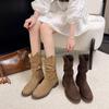 Pointed Retro Short Boots Women's Summer New Brown Maillard Boots Wasteland Suede Sleeve Western Boots