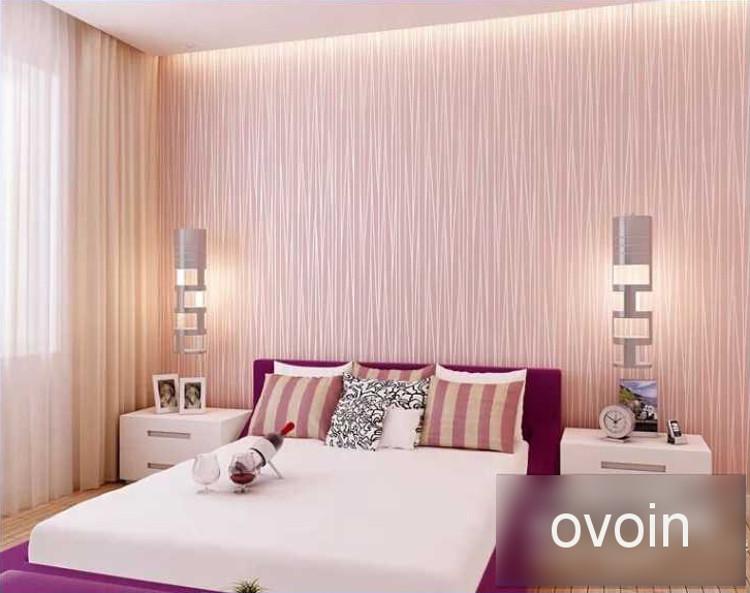 Pink Wallpaper Girls Bedroom Wall Paper Roll Flocked Embossed Texture Luxury Modern Stripes