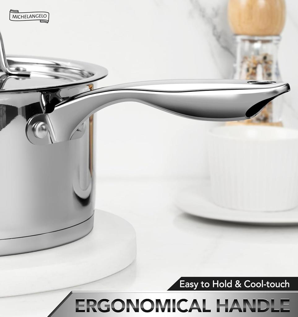 Набор кастрюль для супа MICHELANGELO из нержавеющей стали 304, профессиональное трехслойное композитное дно, подходит для всех плит и духовок
