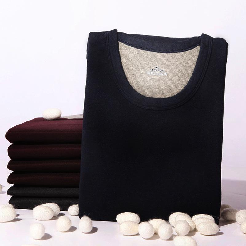 Мужской бесшовный комплект термобелья из шелка с флисовой подкладкой - Высокая эластичность, Теплый, Базовый слой для осени с поддержанием постоянной температуры