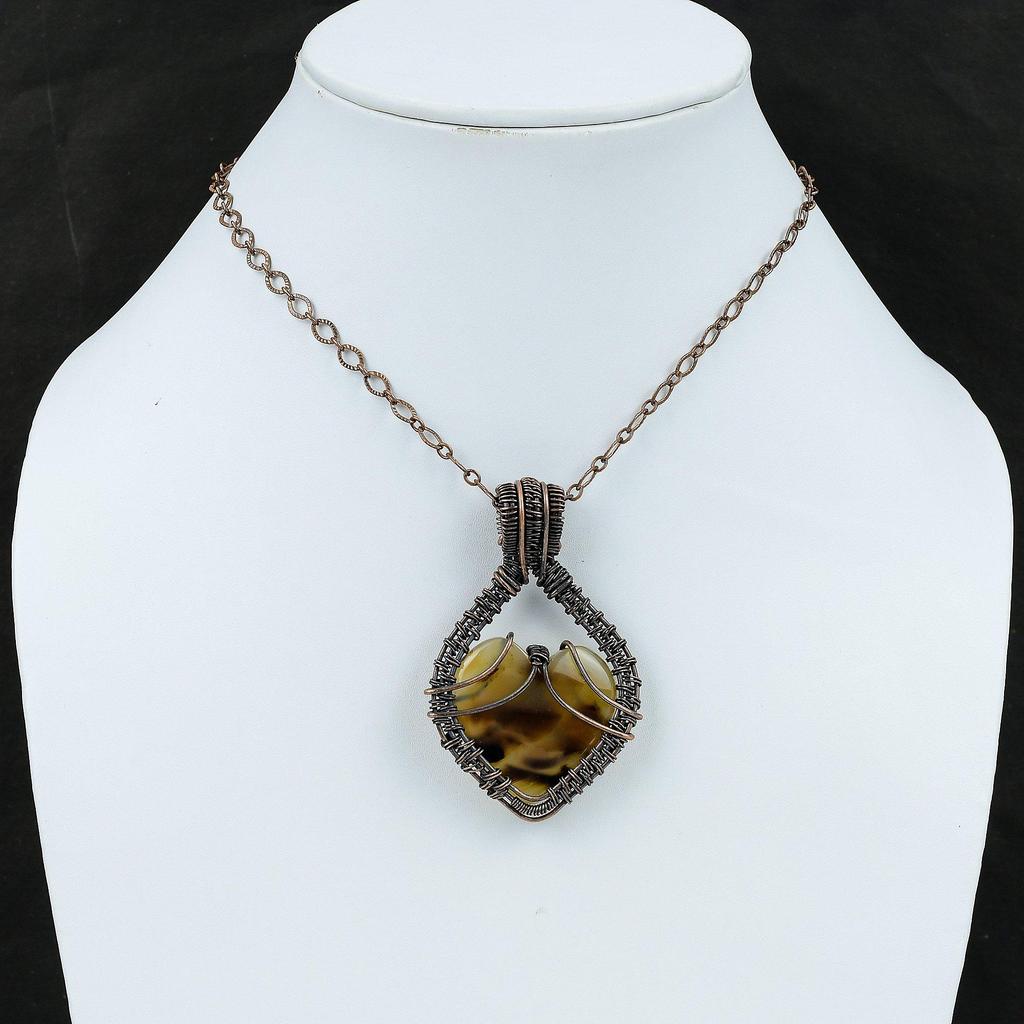 Монтана Агат Кулон Медная Проволока Обернутый Кулон Ручной Работы Из Проволоки Ювелирные Изделия Дизайнерский Кулон Подвеска Из Настоящего Драгоценного Камня Медные Ювелирные Изделия Для Подарка