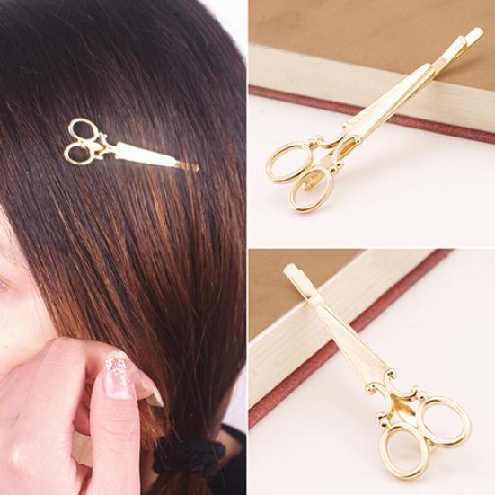 Женские модные креативные ножницы, заколка для волос золотого цвета, аксессуар для волос, заколка