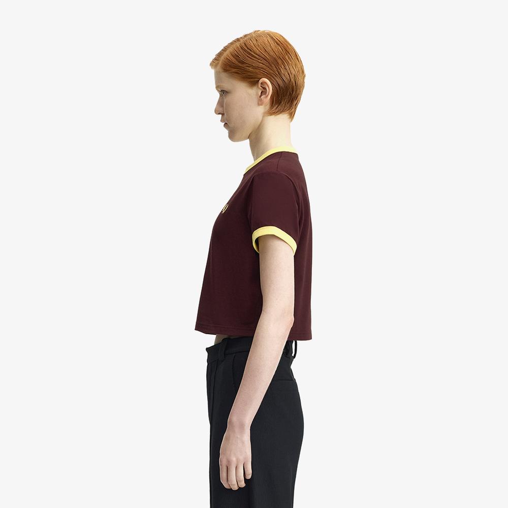 Fred Perry [Женская] Укороченная футболка-рингер - Бордовый Afpf2619163-597