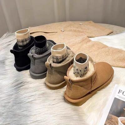 Miyou 2025 осень-зима новые бархатные утепленные мехом интегрированные теплые матовые универсальные на плоской подошве женские сноубутсы