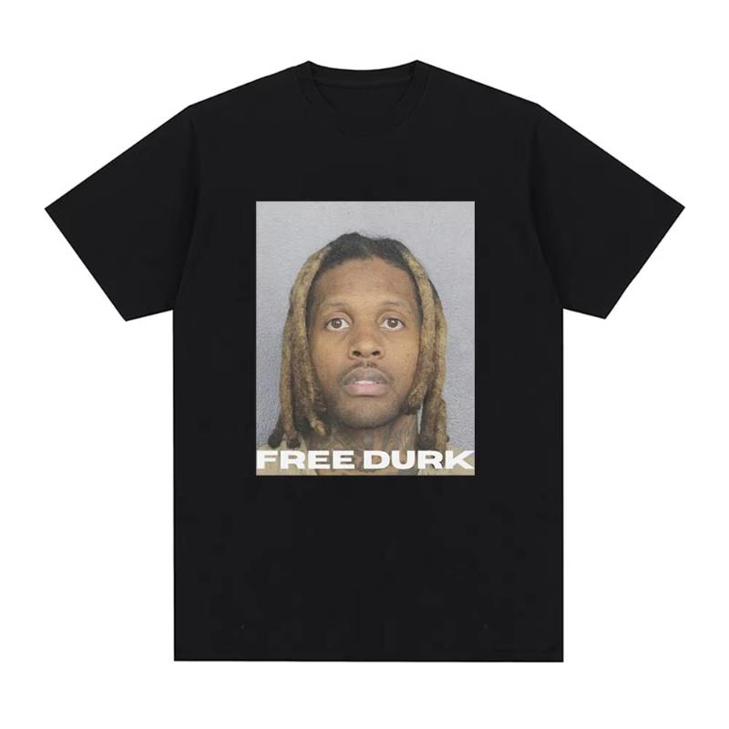 БЕСПЛАТНАЯ ФУТБОЛКА DURK Графические футболки Lil Durk Унисекс Женская одежда Модная Винтажная футболка Повседневная Уютная Хлопковая Оверсайз Футболки