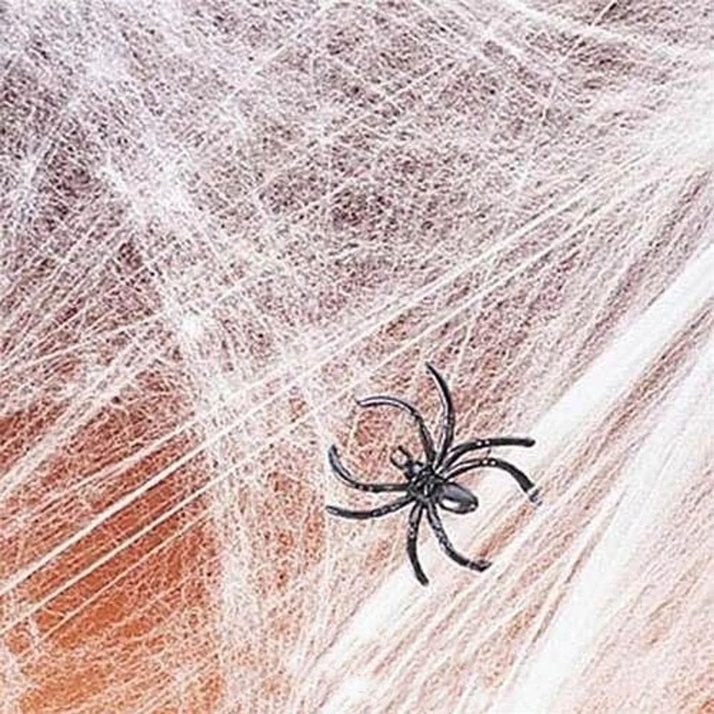 Halloween Decorations Spider Net 40g With 4 Fake Spider White Stretchable Cobwebs,Halloween Toy,Outdoor Atmosphere Venue Layout Props
