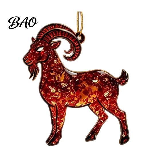Decorative Christmas Party Supplies Goat Tree Hanging Ornaments, 2D Flat Acrylic Holiday Ornament for Family Pendant Home Decor, Lightweight