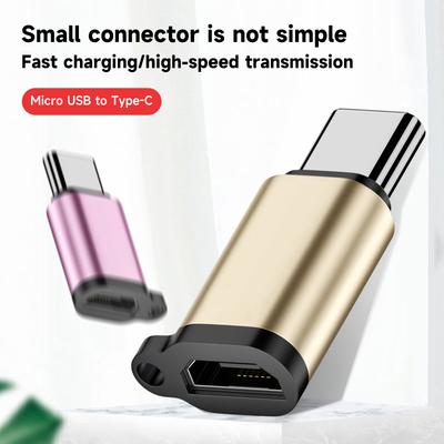 10 шт. Адаптер Micro USB (мама) на Type-C из алюминиевого сплава с отверстием для шнурка, V8 на Type-C, адаптер питания для зарядки и передачи данных OTG