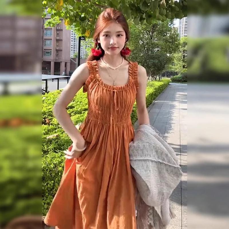 Французский стиль, облегающее макси-платье без рукавов для женщин – Летняя коллекция для отпуска 2025