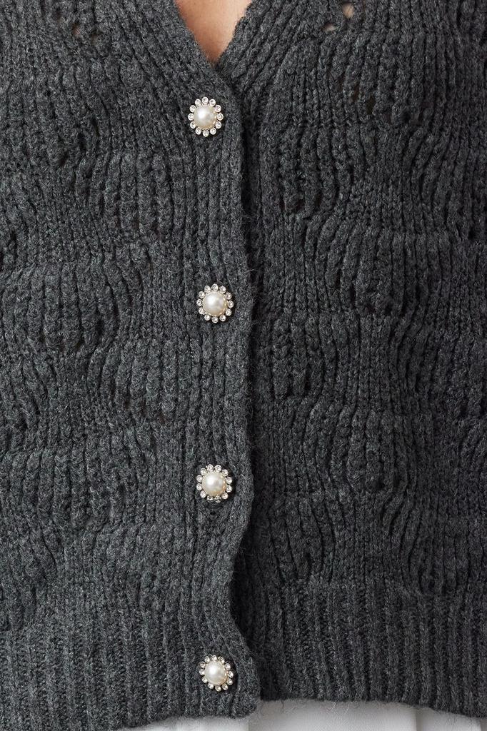 Женский модный стильный кардиган из норки, ажурный перфорированный трикотаж с v-образным вырезом, кардиган