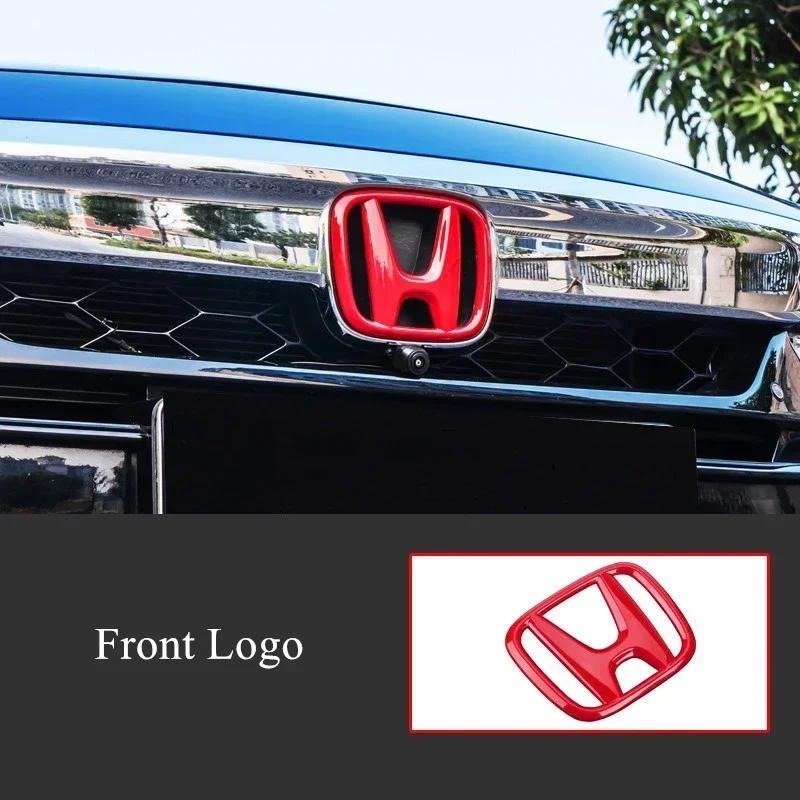 ABS Carbon Fiber for Honda Civic 10th 2016-2020 Inspire Car Front Grille Rear Trunk Steering Wheel Emblem Stickers Accessories