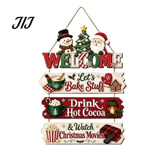Прочные Деревянные Праздничные Украшения Рустикальный Подвесной Кулон для Рождественского Дома Двери, Декоративный Санта Клаус Снежинка Деревянные Знаки Знак Украшение с