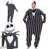 Cozy Nightmare Before Christmas Jack Pattern Sleepwear Jumpsuit With Hood And Tuxedo Design