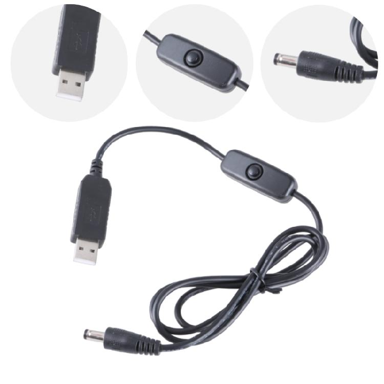 Кабель-адаптер-преобразователь USB 5V в DC12V USB на DC5.5x2.1мм для роутеров, маленьких вентиляторов, WIFI, зарядных станций, разъемов