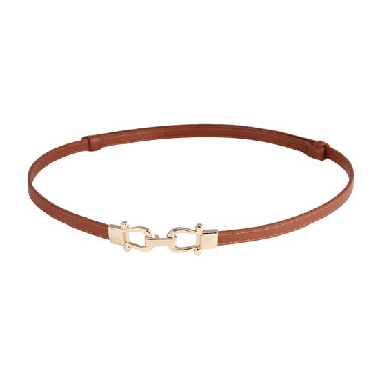 Женский тонкий тонкий ремень, пара пряжок, дизайн талии, поясной ремень с золотой пряжкой, регулируемая длина, ремень из искусственной кожи, аксессуары для одежды