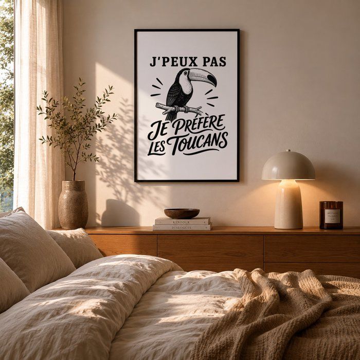 Poster J’peux pas je préfère les Toucans J'peux pas minimaliste | Affiche Papier Photo 310 g Finition Perlée Format Taille A4